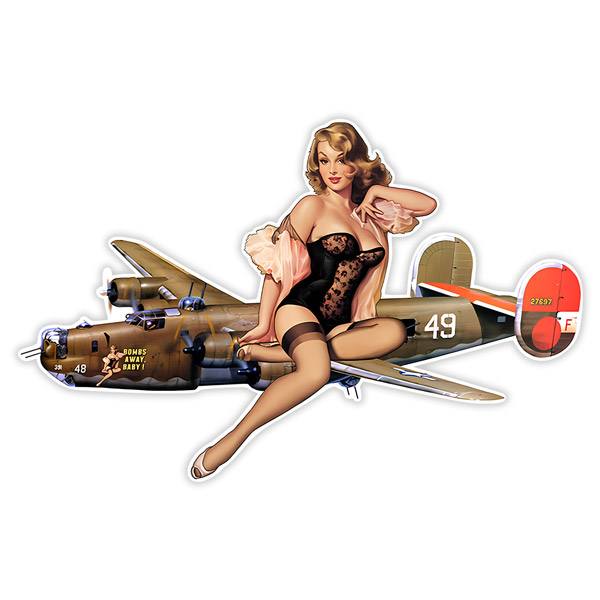 Autocollants: Autocollant Pin-up sur avion de chasse vintage