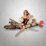 Autocollants: Autocollant Pin-up sur avion de chasse vintage 3