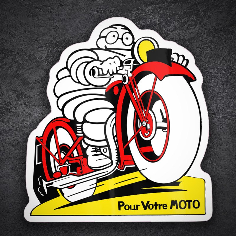 Autocollants: Michelin Moto Rouge Rétro