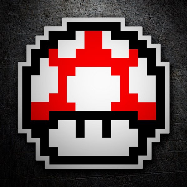 Autocollants: Mario Bros Seta Pixel rouge