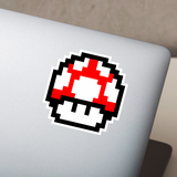 Autocollants: Mario Bros Seta Pixel rouge 4