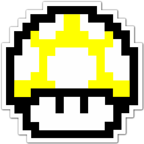 Autocollants: Mario Bros Seta Pixel Jaune