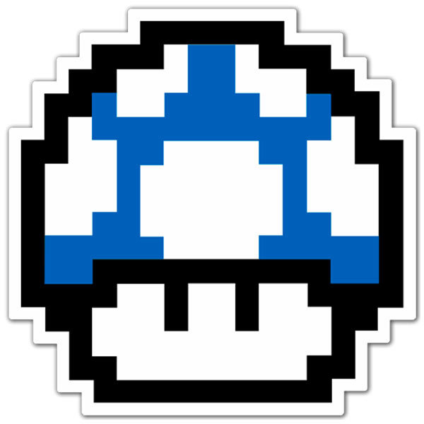 Autocollants: Mario Bros Seta Pixel Bleu