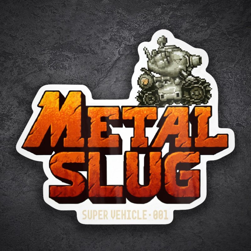Autocollants: Logo Metal Slug avec Tank Pixelis&eacute;