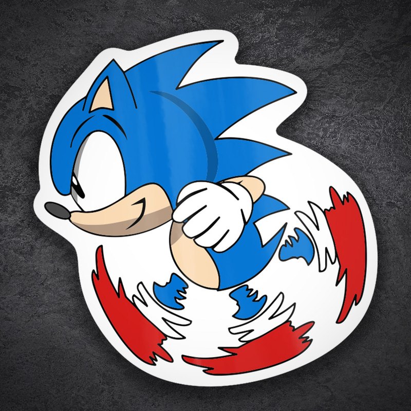 Autocollants: Sonic Classique Tournant Retro