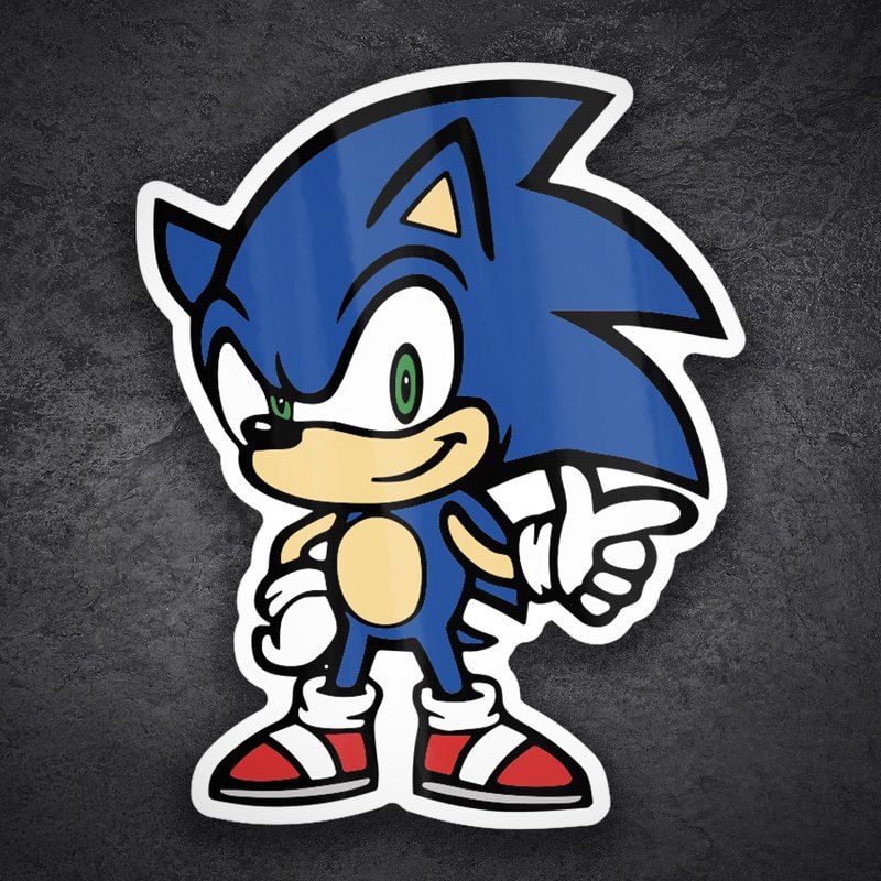 Autocollants: Sonic Classique Doigt Retro
