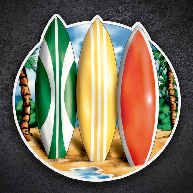 Autocollants: Trois Planches de Surf 