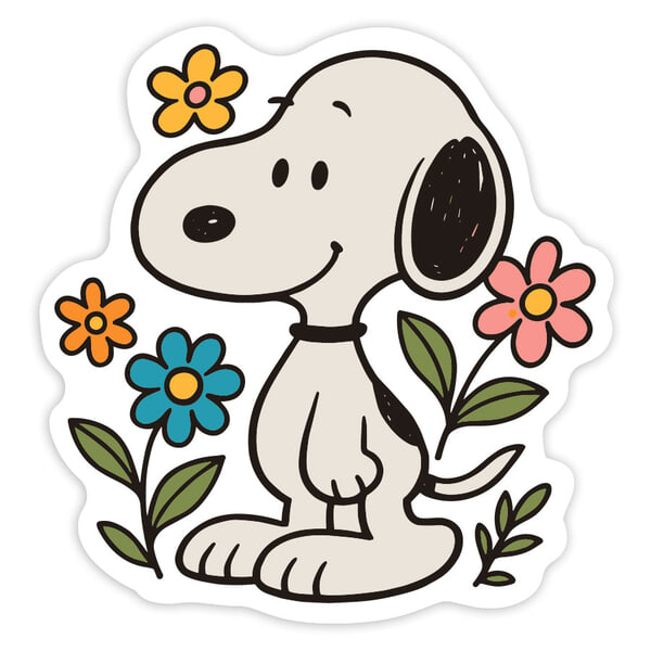 Autocollants: Snoopy avec Fleurs