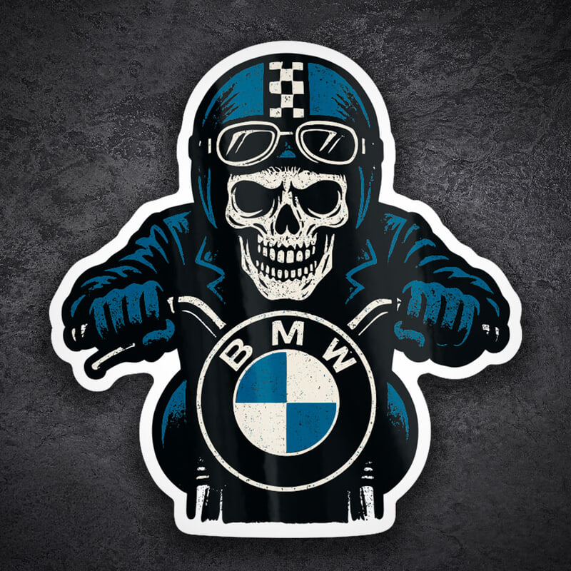 Autocollants: Crâne Motard BMW