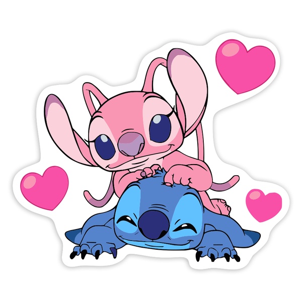 Autocollants: Stitch et Angel Amoureux