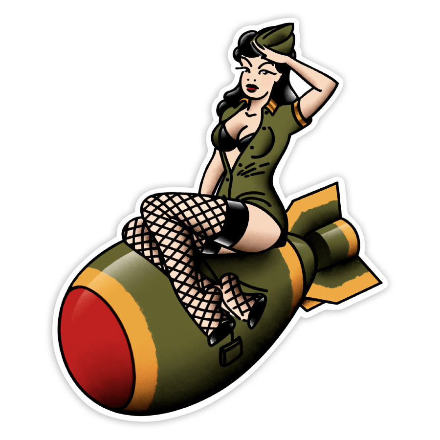 Autocollants: Pin-Up Militaire sur Bombe