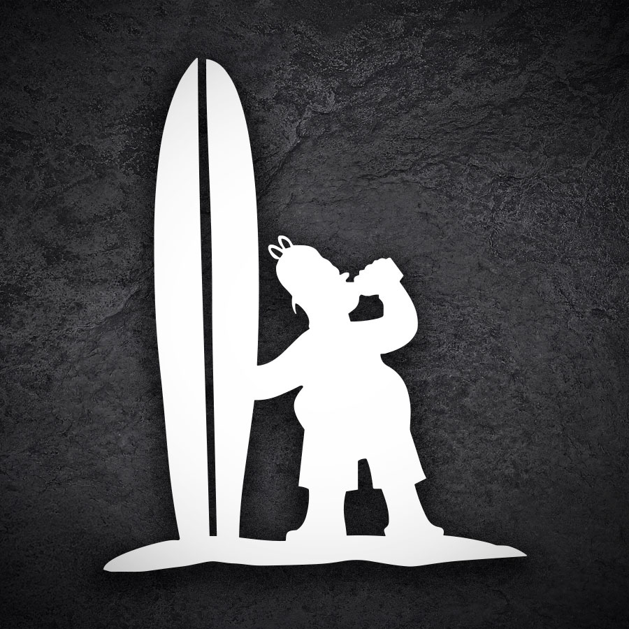 Autocollants: Homer Simpson surfeur avec bière