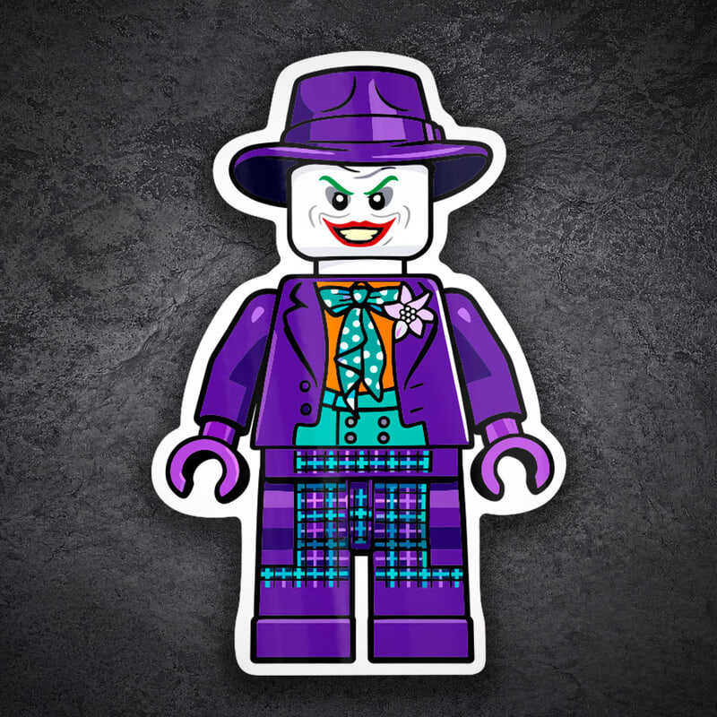 Autocollants: Lego DC Joker Classique avec Chapeau