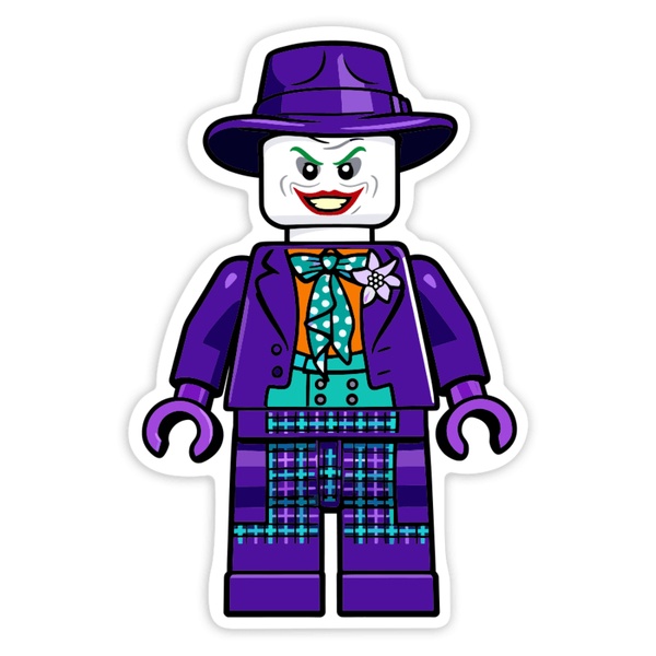 Autocollants: Lego DC Joker Classique avec Chapeau