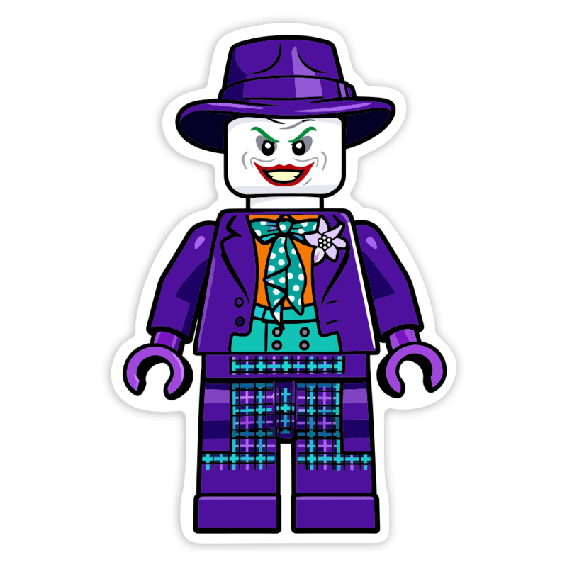 Autocollants: Lego DC Joker Classique avec Chapeau