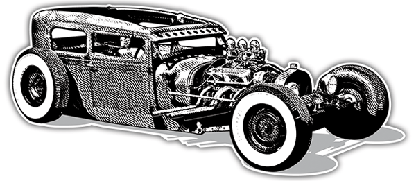 Autocollants: Voiture Hot Rod