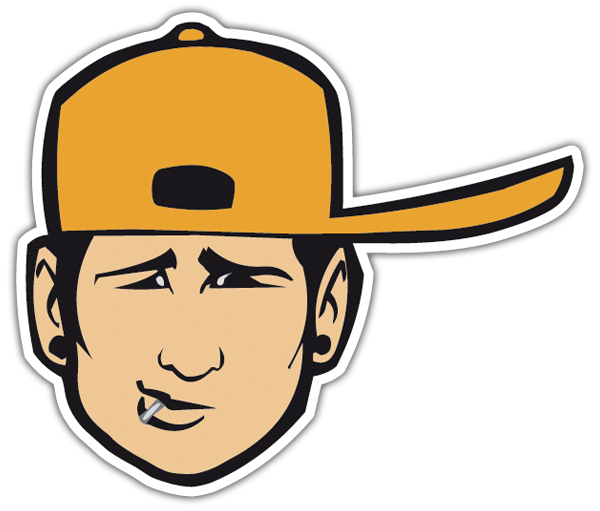 Autocollants: Tom Delonge avec Casquette Jaune