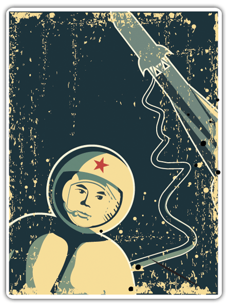 Autocollants: Yuri Gagarin, astronaute rétro
