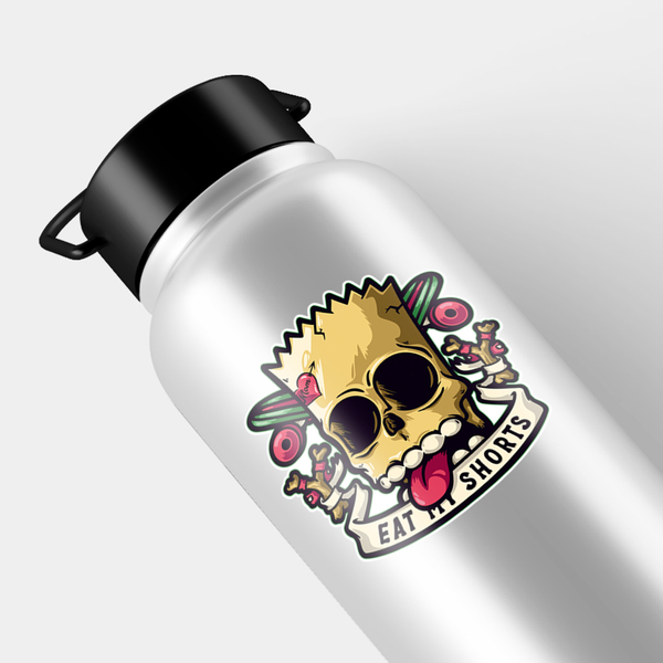 Autocollants: Cr&acirc;ne Pirate avec Texte Eat My Shorts