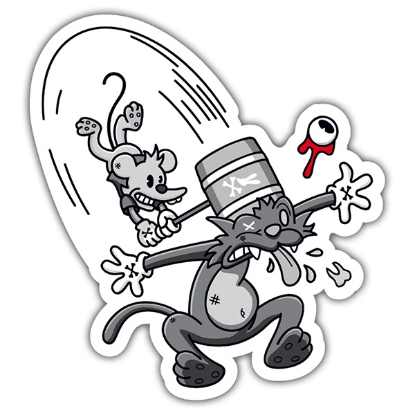 Autocollants:  Itchy et Scratchy retro