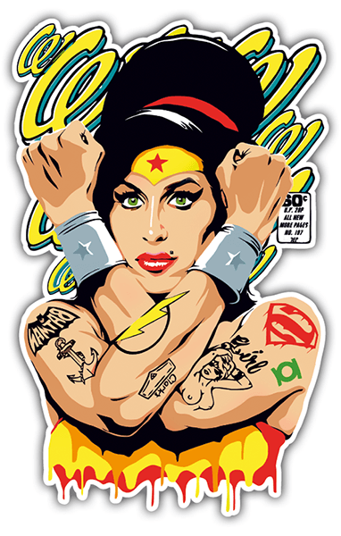 Autocollants: Amy Winehouse Wonderwoman 0