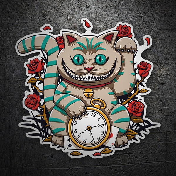 Autocollants: Horloge chat du Cheshire