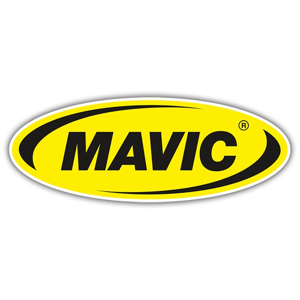 Autocollants: Mavic Ovale avec Texte Noir et Bord Jaune