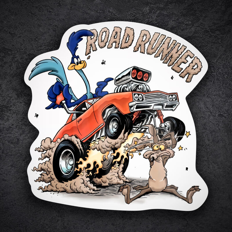 Autocollants: ROAD RUNNER Hot Rod vs Vil Coyote