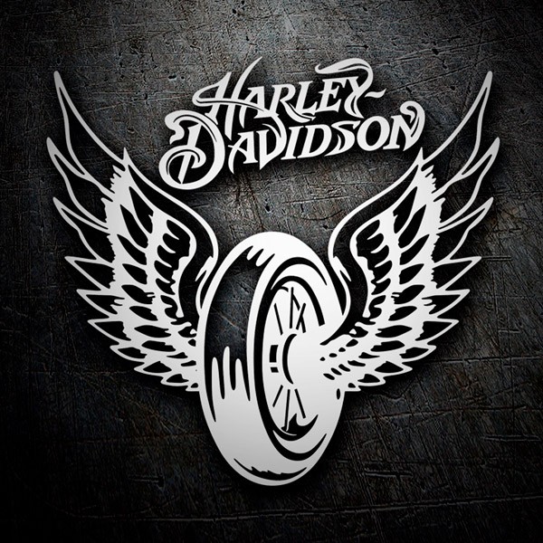 Autocollants: Harley Davidson, Roue avec ailes