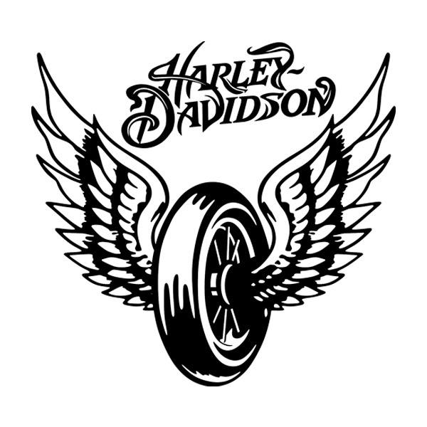 Autocollants: Harley Davidson, Roue avec ailes