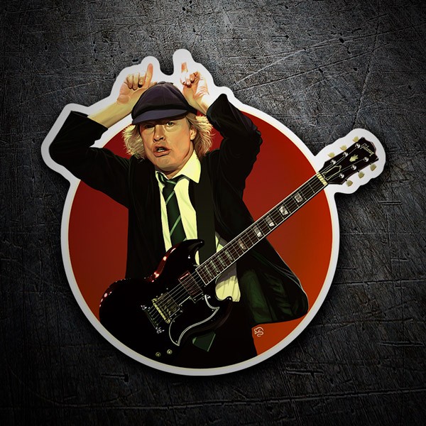 Autocollants: Angus Young en Composition Circulaire