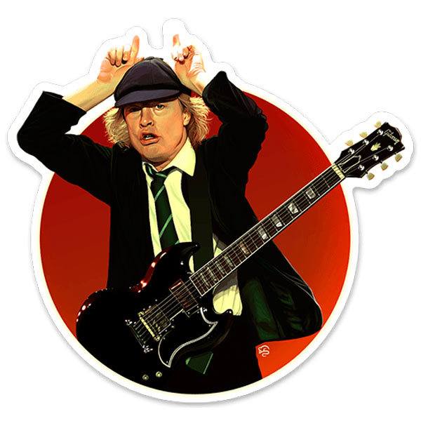 Autocollants: Angus Young en Composition Circulaire