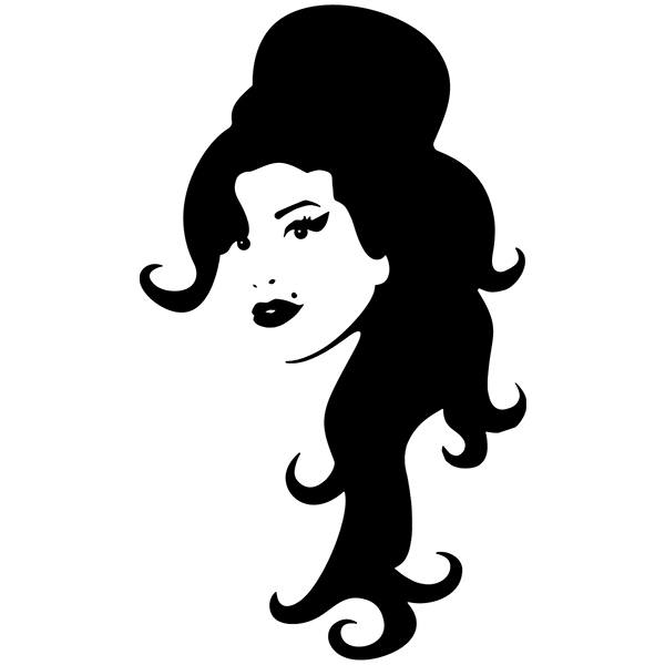 Autocollants: Profil d'Amy Winehouse avec Chapeau