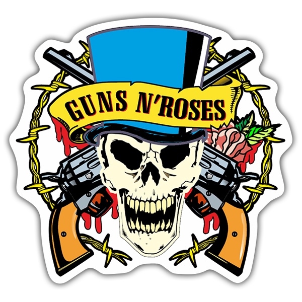Autocollants: Guns N' Roses Crâne Couleur