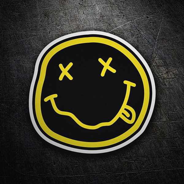 Autocollants: Smiley Ivre avec Nirvana Noir