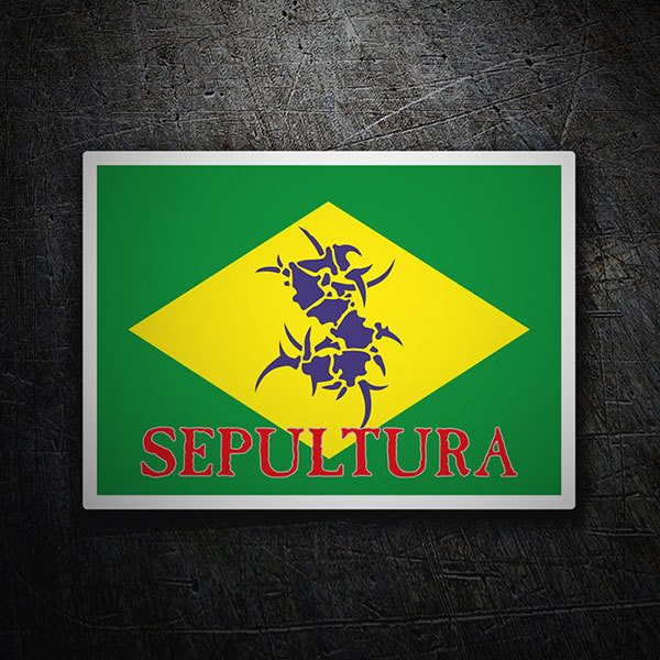 Autocollants: Sepultura + Drapeau du Brésil 1