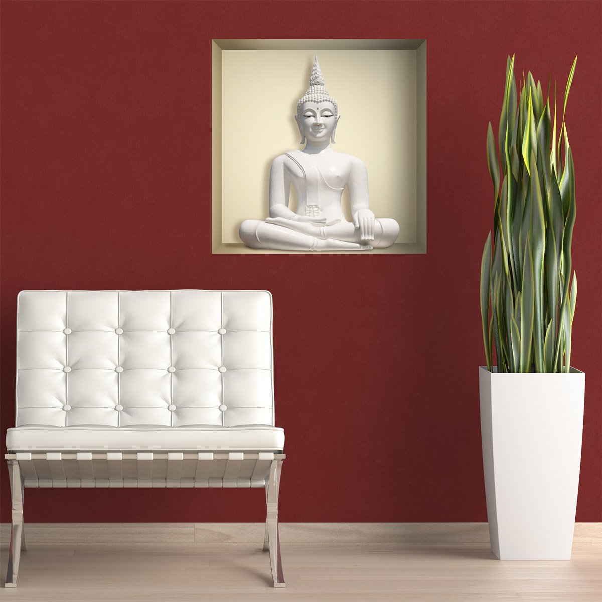 Stickers muraux: Niche Bouddha blanc