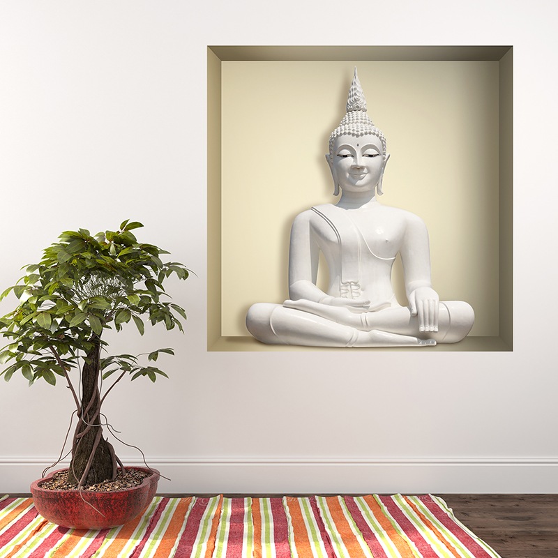 Stickers muraux: Niche Bouddha blanc