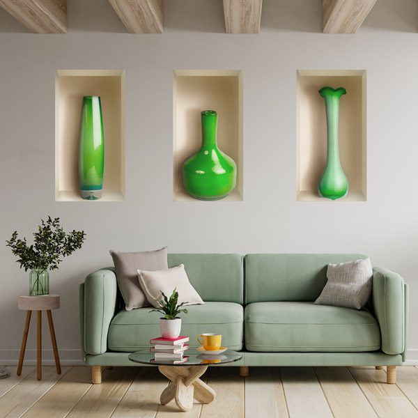 Stickers muraux: Niche Vases Verts