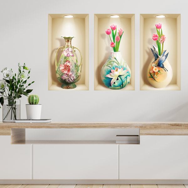 Stickers muraux: Niche Vases Floraux