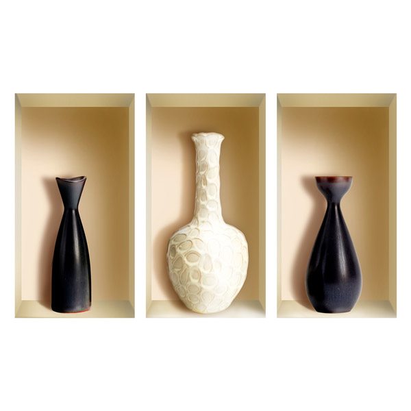 Stickers muraux: Niche Vases Noirs et Blancs
