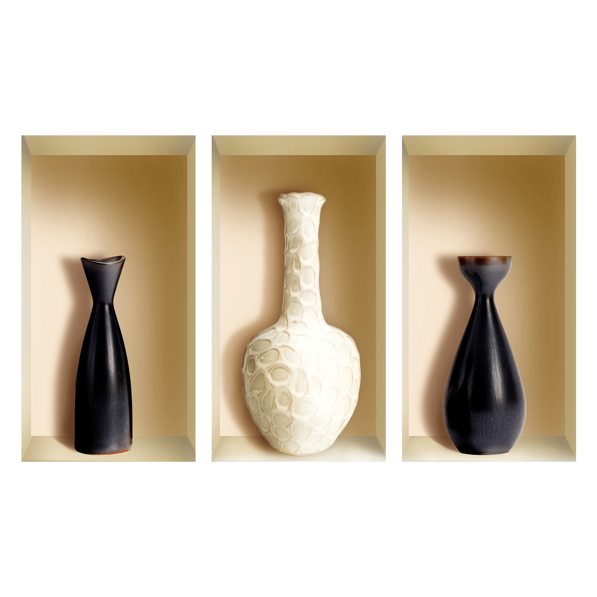 Stickers muraux: Niche Vases Noirs et Blancs