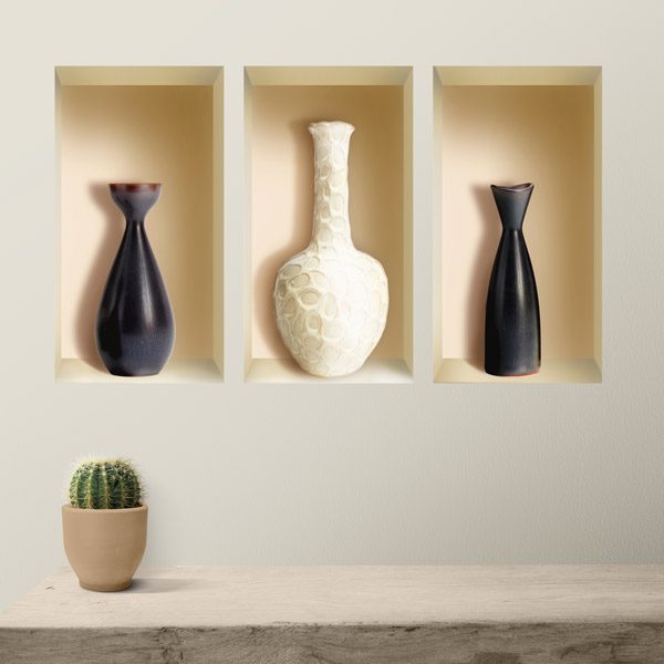 Niche Décorative Vases Noirs et Blancs