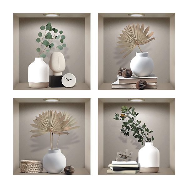 Stickers muraux: Niche Vases Blancs