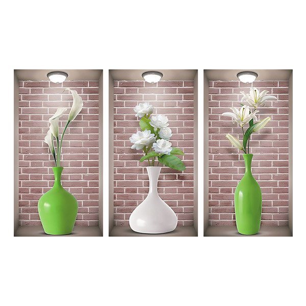 Stickers muraux: Niche Vases Blancs et Verts