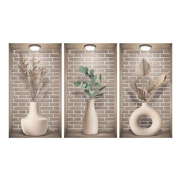 Stickers muraux: Niche Vases Crème
