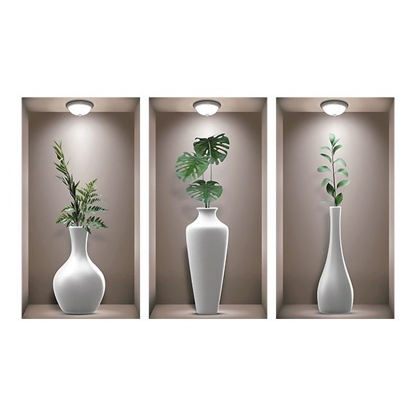 Stickers muraux: Niche Vases blancs II