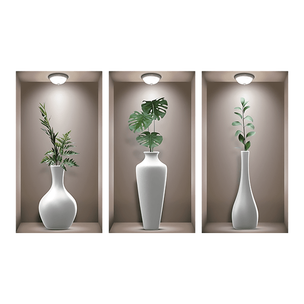 Stickers muraux: Niche Vases blancs II