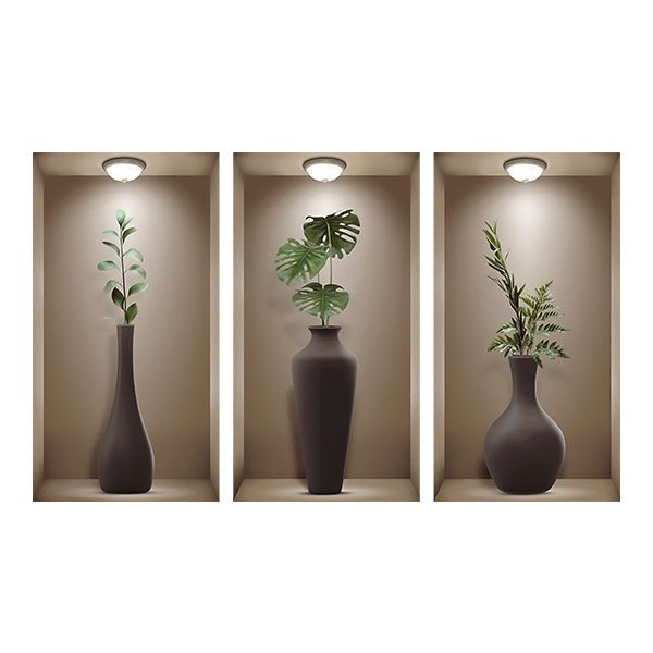 Stickers muraux: Niche Vases Marron Foncé