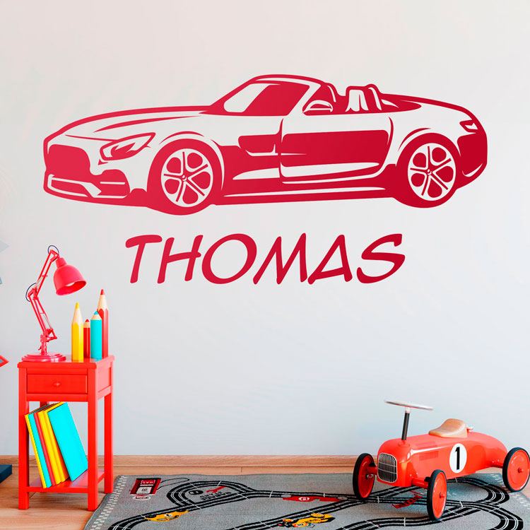 Stickers pour enfants: Voiture de sport décapotable personnalisée